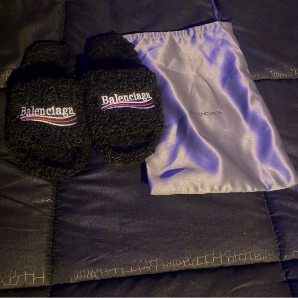 Balenciaga Black and Blue Satin Fabric